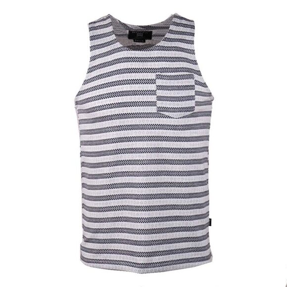 Men's Striped Tank Top with Stylish Chest Pocket Modern and Casual Look Size L - Picture 2 of 7